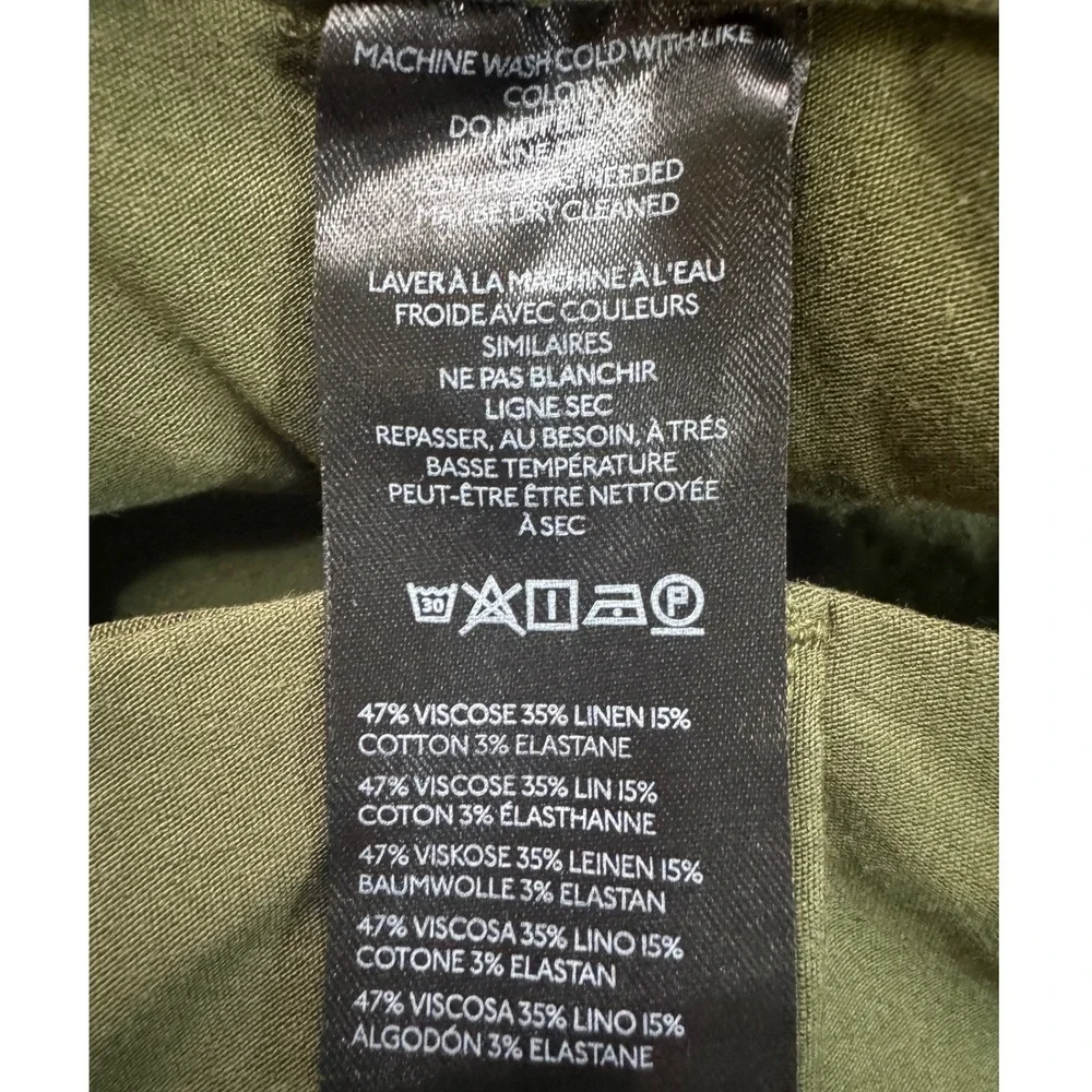 Maeve Anthropologie The Colette Wide Leg Pants Green Linen Blend Size 34T Tall - Picture 10 of 10
